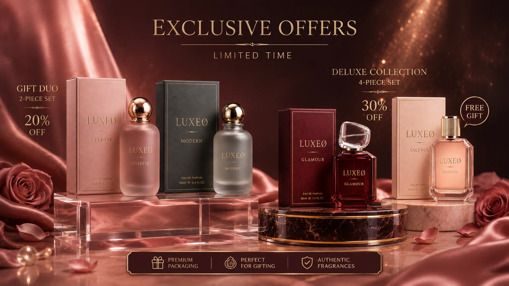 LUXEØ exclusive offers — limited-time discounts and free gift with purchase